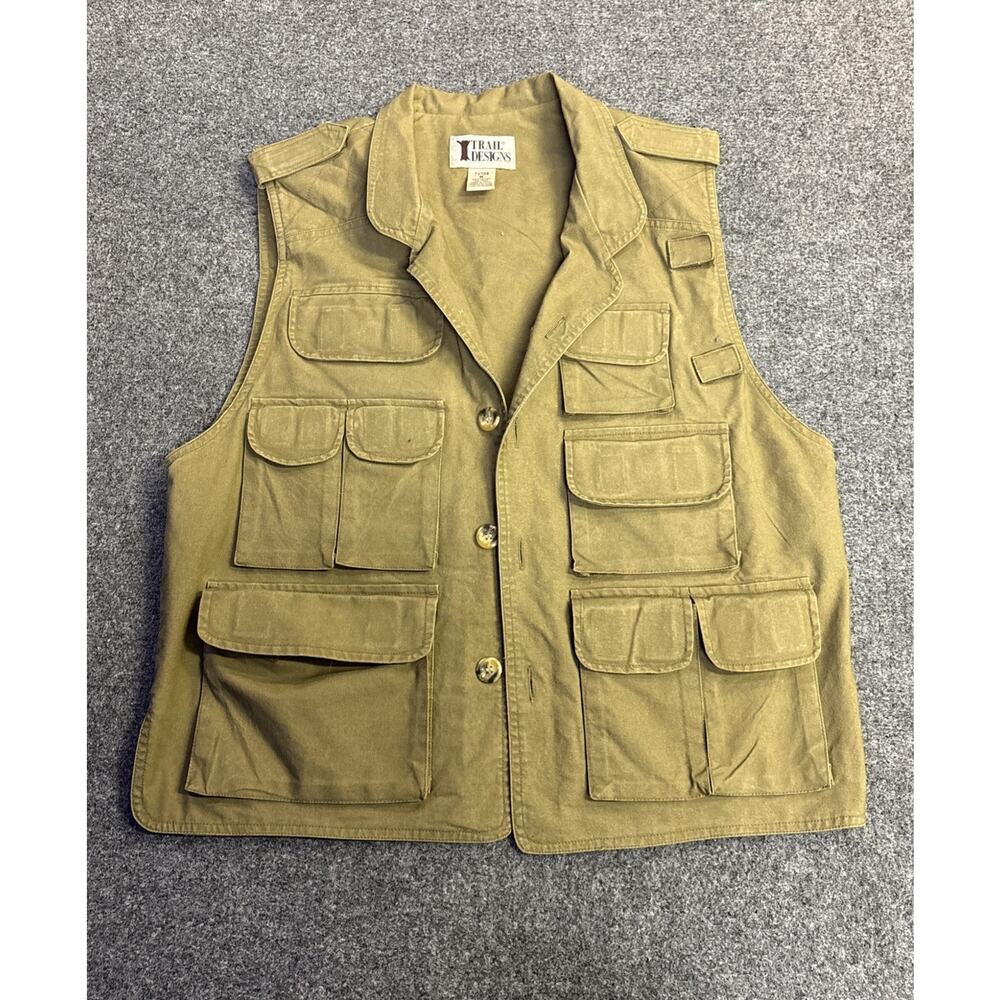Trail Designs Vest Mens M Brown Tactical Hunting Fishing Shooting Cargo Utility